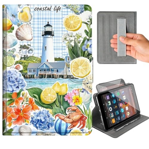 Case for iPad Air 5th/4th Generation 10.9,Pro 11" 2022/2021/2020,Premium Leather Cover,Multi-Angle Rotating Stand,Coastal Lighthouse