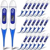 2026 20 Pack Digital Body Temperature Measuring Sticks, Flexible Waterproof Stainless Steel Tip Temp Gauge, Dual ℃/℉ Fast Read Household Heat Tester for Family Daily Body Heat Tracking