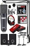 Studio Equipment Set - 5 Piece - Monitor, Microphone, Sound Card, Headphones, MIDI Pad - Recording Bundle