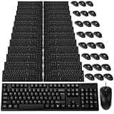 Tellegloww 48 Pcs Wired USB Keyboard and Mouse Combo Bulk 24 Corded QWERTY Keyboard 24 Mouse for Office Business Enterprise Workstation, Plug and Play Computer Peripherals for PC Desktop Laptop