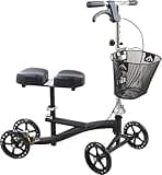 Roscoe Medical Knee Scooter for Adults for Foot Surgery, Foldable & Adjustable Knee Walker for Broken Foot & Leg Injuries, Crutch Alternative, Knee Rover, Dual Pad, (Up to 350lbs, 8' Wheels), Black