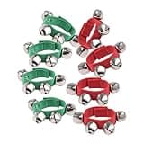 Aumotop Wrist Band Jingle Bells Pleasing Sound Musical Rhythm for School Parties Gifts, Set of 8 for All Ages (4pcs Green and 4pcs Red)