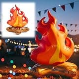 Sumind 1 Pcs 36 Inch Large Inflatable Campfire Props Fake Flame Camping Party Decoration Indoor Outdoor Overnight Camping Game Fire Props Artificial Bonfire Firewood Toys for Christmas Kids Boys