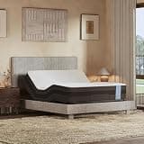 FLEXISPOT Queen All-in-One Adjustable Bed with 10" Cooling Gel Memory Foam Mattress, Velvet Upholstered Bed Frame, Head & Foot Lift, Adjustable Headboard, 10-Year Warranty, Light Grey