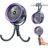 Neliangia Stroller Fan Rechargeable with 360° Rotation & Digital Display, Baby Fan with 5 Speeds, Flexible Tripod & Ultra Quiet, Portable Fan for Car Seat, Crib, Travel