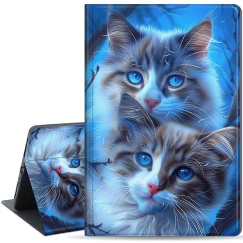 Qindaiwen Case for iPad Pro 13-inch (M4) 2024, Slim PU Leather Folio Stand Cover for iPad Pro 13 Inch M4(2024) with Auto Wake/Sleep, Durable Protection, Two Cats 02