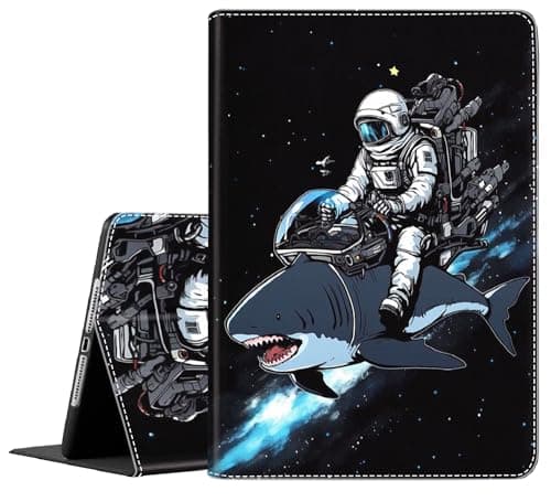 Case for iPad Air 11 Inch Case M2 2024, iPad Air 6th Gen Case/iPad Air 5th Gen 2022/Air 4th 2020 10.9 Inch, Slim Stand Protective Smart Cover Fit iPad Air, Astronaut Rides a Shark