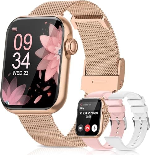 Smart Watch for Men Women: 1.85'' Smartwatch for Calls/SMS/Notifications, Sleep/Heart Rate/SpO2/Blood Pressure Monitor, 100+ Sports Modes IP68,Fitness Tracker Watch for Android iOS Samsung, 3 Bands