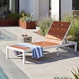 THINK 30 Outdoor Chaise Lounges Pool Lounge Chairs, Outdoor Daybed Recliner, with Adjustable Backrest for Patio, Poolside or Beach, White+Brown
