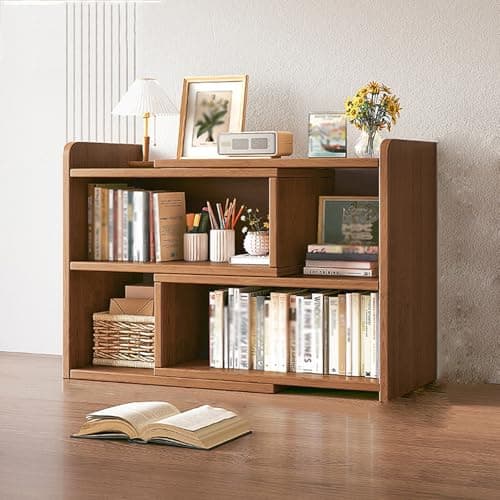 Retractable Desktop Bookcase,Dormitory Desk Bookshelf,Desktop Bookshelf,Wooden Storage Rack for Desktop,Desktop Hutch,Desk Hutch Dorm,Wood Hutch Bookcase Organizer,Adjustable Desktop Storage