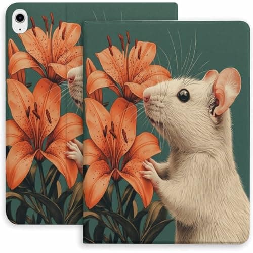Askdfdf Mouse and Lily Case for iPad 9th/10th/11th Gen,Mini 5/4/3/2/1(7.9in) Mini 6 (8.3in) Mini 7(8.3in),Air 4/5/6/7,Pro 11in(2020/2021/2022/2024) Auto Wake/Sleep