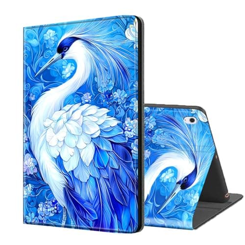 ETLKJVBL for iPad Air 13 Inch Case M3 2025 & M2 2024, Auto Sleep/Wake, Blue White Crane Flower Multiple Angles Viewing Folio Stand Case for iPad Air 13 Inch 2025/2024 Tablet