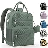 Pritent Diaper Bag Backpack,Baby Essentials Diapers Bag with Pacifier Case,Multipurpose Stylish Large Capacity Travel Backpack for Baby Girl/Boy(M-Green)