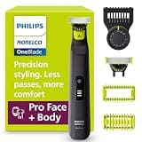 Philips Norelco OneBlade Pro 360 Face + Body Electric Shaver, Beard Trimmer and Groomer, with 360 Blade Technology, 14-Length Precision Comb, Body Kit, Soft Pouch, Model QP6542/70