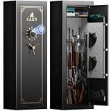 KAER 13-15 Biometric Gun Safe, Quick Access Fingerprint Gun Safes for Rifles and Pistols, Large Heavy-Duty Gun Cabinet for Shotguns with Removable Shelf & Gun Racks, Assembled 2026 Update