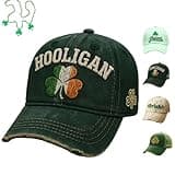 ayattecy St. Patrick's Day Distressed Trucker Cap - Embroidered Hooligan Shamrock Graphic Baseball Hat Adjustable Party Cap Green