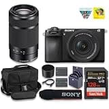 Sony a6700 Alpha APS-C 4K Mirrorless Vlogger Camera w/ 2 Lens Kit 16-50mm & 55-210mm OSS Lens | Official Sony USA Model + Extra Battery + 128GB Card + Camera Case