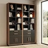 73.3" Tall Bookcase Set of 2, Wood Bookshelf with Drawers & Doors, 8 Open Storage Cubes, Modern Bookcase for Living Room, Home Office, Black Walnut