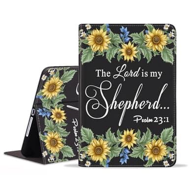 BWOOLL Case for Samsung Galaxy Tab S11 Ultra/S10 Ultra/S9 Ultra/S8 Ultra 14.6" 2025/2024/2023/2022, Slim PU Leather Stand Cover with Auto Wake/Sleep, Sunflower Quote Bible Verse Psalm 23:1