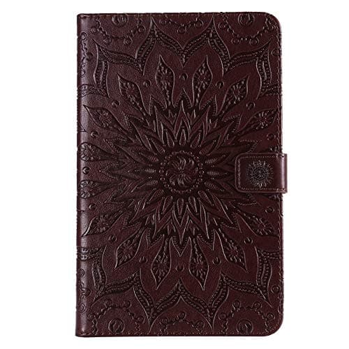 CONGCASE Fashion Sunflower Printing Design PU Leather Flip Wallet Tablet Case Cover Compatible with Samsung Galaxy Tab A 8.0 inch 2018 Model SM-T387 (Color : Brown)
