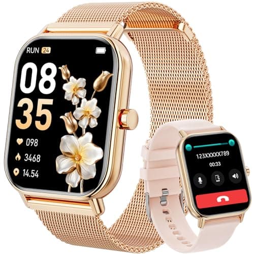 Haulvean Smart Watch for Women Men, Fitness Tracker Watch for Android Phones iPhone Compatible, 1.85" Smart Watches for Women Men, 110+ Sport Modes Smartwatch (2 Strap)