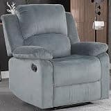 CANMOV Manual Recliner Chair, Soft Fabric Overstuffed Recliner Single Sofa Chair for Living Room, Heavy Duty and Safety Reclining Mechanism (Grey)