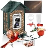 SOLIOM Bird Feeder with Camera, Solar Smart Bird Feeder Camera with AI Bird Identification, 2K HD Live View & Instant Alerts, Squirrel-Proof Metal Outdoor Bird Feeder, Bird Watching Gift Set (Green)