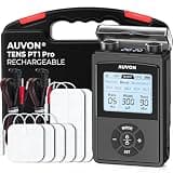 AUVON Rechargeable Digital TENS Unit Muscle Stimulator with 600 mAh Battery, TENS Machine with 8 Customizable Modes, Electric Massager for Shoulder, Back Pain Relief, 6 TENS Pads, A Carry Case