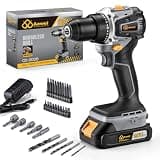 Aowei 20V Brushless Cordless Lithium-Ion Drill Set, Compact Design, Gray Rechargeable Lithium-Ion Drill Kit, including 2.0Ah Battery, Charger and 3/8-inch Keyless Chuck