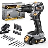 Aowei 20V Brushless Cordless Lithium-Ion Drill Set, Compact Design, Gray Rechargeable Lithium-Ion Drill Kit, including 2.0Ah Battery, Charger and 3/8-inch Keyless Chuck