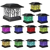 Viewsun 12 Pack Solar Post Cap Lights, Outdoor Fence Solar Powered Cap with 4 Lighting Modes Waterproof Light Decorative for Deck Patio or Garden Decor, Fits 4x4 Wood Vinyl Posts (Tree-Pattern Design)