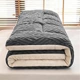 Tatami Mattresses Japanese Futon Soft Sherpa Fleece Japanese Mattress Portable Bed Pad for Sleeping At Home Camping Sofa, Gray, 120 * 200cm