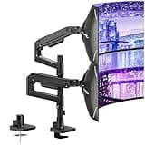 ARES WING Dual Monitor Arm Desk Mount for 17-49 Inch Ultrawide Monitors, Heavy Duty Dual Monitor Mount Holds 44 lbs, Full Motion Gas Spring Vertical Stacked Monitor Mount, 75/100 VESA Mount, Black