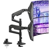 ARES WING Dual Monitor Arm Desk Mount for 17-49 Inch Ultrawide Monitors, Heavy Duty Dual Monitor Mount Holds 44 lbs, Full Motion Gas Spring Vertical Stacked Monitor Mount, 75/100 VESA Mount, Black