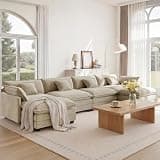 KISLOT 157" Oversized Modular Sectional Sofa,U-Shaped Cloud Couch with Movable Ottoman,Thick Cushions,6 Deep Seats with 6 Throw Pillows Sofa Couch Set for Living Room, Bedroom