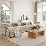 KISLOT 157" Oversized Modular Sectional Sofa,U-Shaped Cloud Couch with Movable Ottoman,Thick Cushions,6 Deep Seats with 6 Throw Pillows Sofa Couch Set for Living Room, Bedroom
