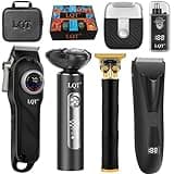 LQT Hair Clippers for Men, 6-in-1 Professional Cordless Transparent Plastic Clipper Set Beard Trimmer Body Trimmers Electric Razor Nose and Ear Hair Trimmer with Bag, to Son Husband Father Men's Gifts