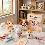 wiilioe Tiny 3D Beaded Animal DIY Kit, 4-Pack Bead Animal Making kit, Beginner Petite 3D Beaded Animal Craft Kit with Colorful Beads and Instructions for Teens, Adults & Creative Projects (F Set)