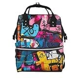 Pioyoku Graffiti Letters (4) Print Diaper Bag Backpack -Multifunction Travel Baby Diaper Bag,Baby Bags For Girls Boys