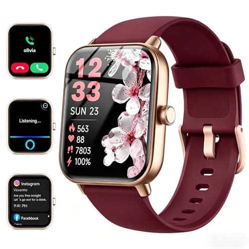 Quican Smart Watches for Women, Compatible with iPhone & Android, 1.85" HD Screen, Bluetooth Call with Alexa Built-in, Heart Rate/Sleep Monitor, Fitness Tracker, Lightweight Sport Band