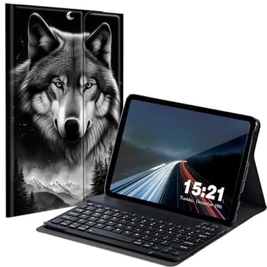 BREIDMKFM Keyboard Case for Kindle Fire HD 10 & 10 Plus Tablet (13th/11th Gen, 2023/2021 Release) 10.1", Smart Tablet Cover with Detachable Wireless Bluetooth Keyboard, Mountain Wolf