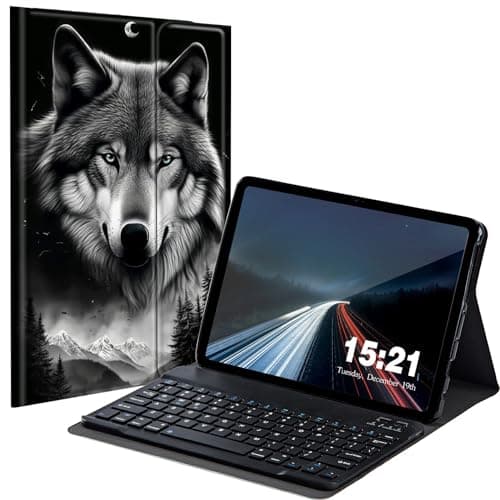 BREIDMKFM Keyboard Case for Kindle Fire HD 10 & 10 Plus Tablet (13th/11th Gen, 2023/2021 Release) 10.1", Smart Tablet Cover with Detachable Wireless Bluetooth Keyboard, Mountain Wolf