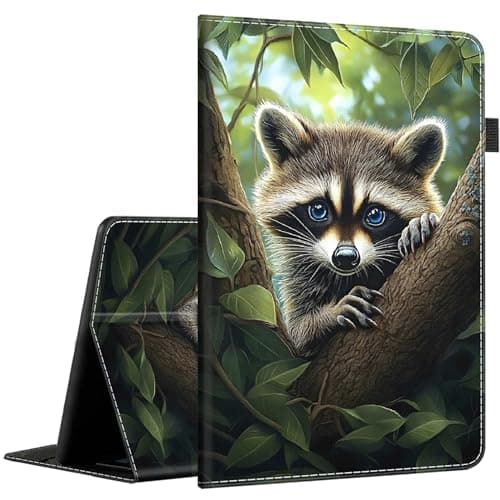 Case Compatible with Amazon All-New Kindle Fire 7 Tablet (2022 Release-12th Generation) Latest Model 7,Slim Fit Foldable Standing Cover Case with Auto Sleep/Wake, Forest Raccoon