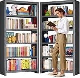 DUTYSEST Metal Book Shelf, Black Bookshelves. 69" H Tall Bookcase