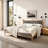 Sophia & William King Bed Frame with Headboard, Upholstered Bed Frame, Wooden Bed Frame with Solid Wood Slats Support, No Box Spring Needed