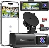 3 Channel 5G WiFi Dash Cam, 4K+1080P+1080P Dash Cam Front and Rear with 64GB Card, Dash Camera for Car with HDR IR Night Vision, G-Sensor, 24/7 Parking Mode, WDR, Support 128GB Max - Silver