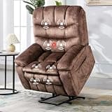Home Power Lift Recliner Chair for Elderly Electric Recliner Chair with Massage Heat Upholstered Single Sofa with 2 Hidden Cup Holders for Living Room