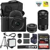 Sony ZV-E10 II Mirrorless Vlogging Camera (Black) Kit with 16-50mm & 55-210mm OSS Lens 26 MP APS-C Sensor | + Spare Extra Replacement Battery + 64GB Card + Camera Case