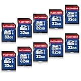 SD Card 32GB, 10-Pack UHS-I Class 10 MLC Flash Memory Cards, High Speed Full HD Video Recording Secure Digital Cards for Camera DSLR Action Cam Camcorder Phone Digital Device