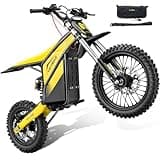 Heybike Villain Electric Dirt Bike, 4160W Motor 52V 26AH Battery, 45 MPH Top Speed, 50 Miles Range – 14"/12" Fat Tire Dirtbike with Hydraulic Brakes, Moped Style E-Bike for Off-Road(Daffodil Yellow)